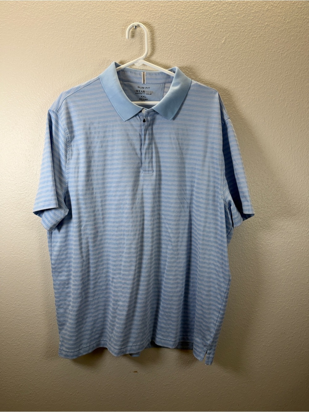 Kenneth Cole Light Blue Striped Polo